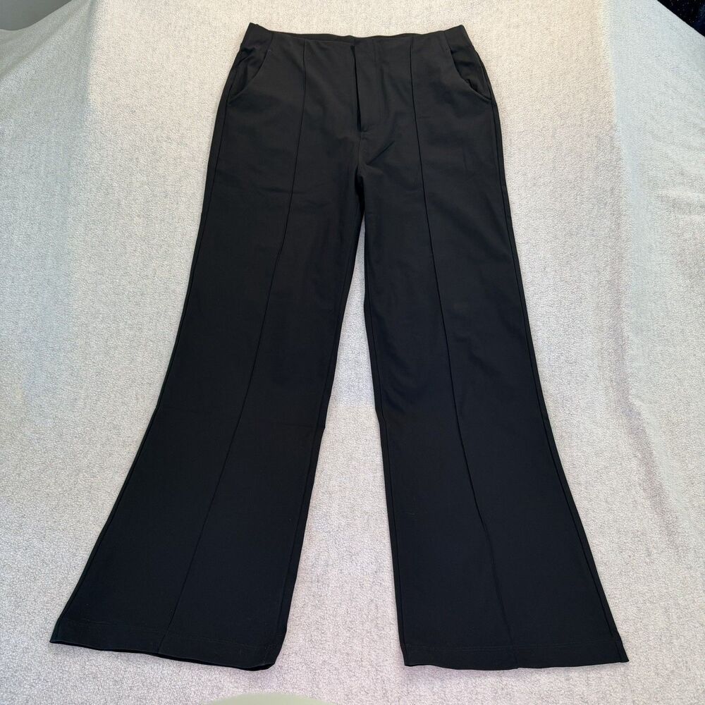 Vuori Meta Wide Leg Trousers Womens L Black Athleisure Work Casual Stretch